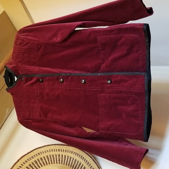 Tibetan Trader Berry Red Velvet Chore Shacket Small - Picture 5 of 16